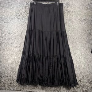 VTG Black Broomstick Maxi Skirt Sz 8 Flowy Full Sweep Western Witchy Whimsigoth
